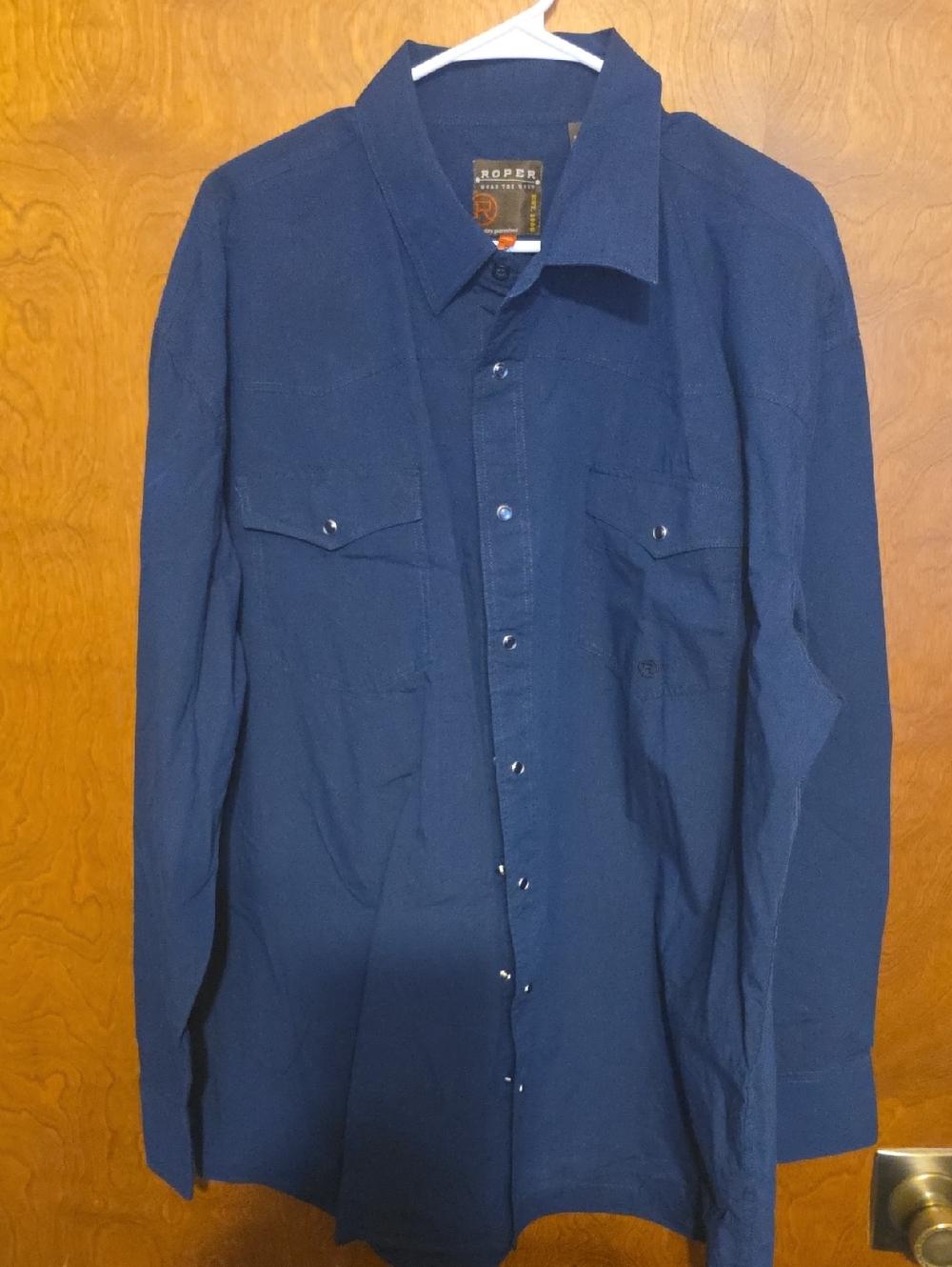 Roper Men's Dark Navy Blue Button-Down Western Shirt